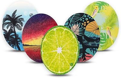 ExpressionMed - Adhesive Patch Universal Oval Shape 5-Pack - Made in The USA, Waterproof, Split Backing, CGM Tape Tropical Paradise