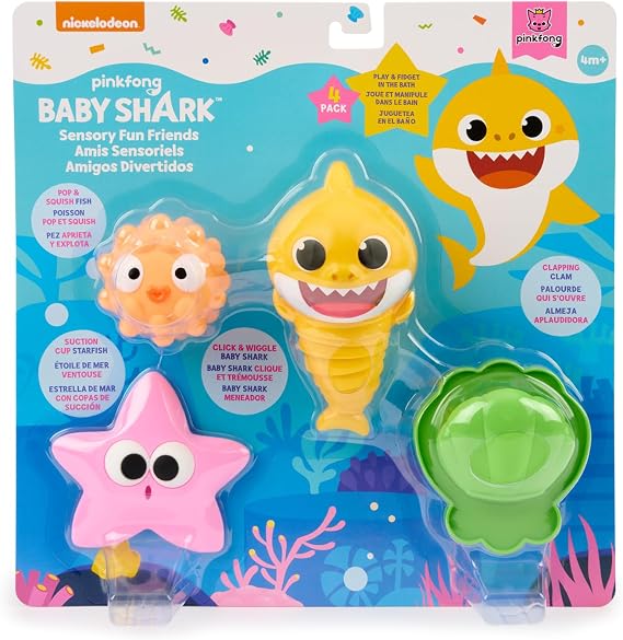 Baby Shark Sensory Fun Friends, 4 Pack, Fidget Toys, Develop Sensory Skills (4+ Months)