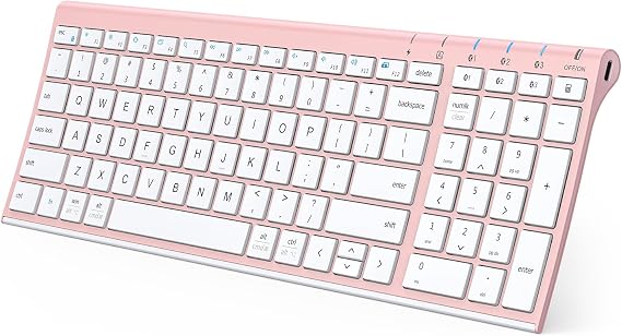 iClever BK10 Bluetooth Keyboard, Wireless Rechargeable Ultra-Slim Keyboard with Long Battery Life, Compatible with iOS, Android, Windows, Mac for iPad, Tablet, Laptop, PC, Phone