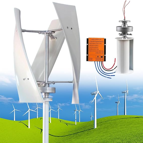 8000W Low Noise Vertical Wind Turbine with MPPT Controller,3 Phase AC 12V 24V 48V Vertical Energy Generator Wind Power Kit for Home Energy Supplementation,24V
