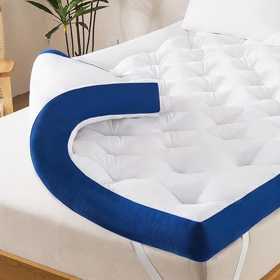 WhatsBedding 5 Inch Memory Foam Mattress Topper for Back Pain, Filled with Flfuffy Soft Breathable Stuffing, Thick Supportive Pillow Top Full Size Mattress Topper