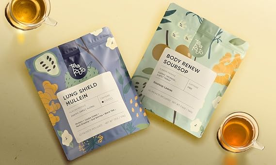 Tea Facto Lung Shield* Mullein and Body Renew* Soursop Tea Bags Whole Leaves Mullein Leaf Tea and Natural Refreshing Soursop - 50 Bulk Pack