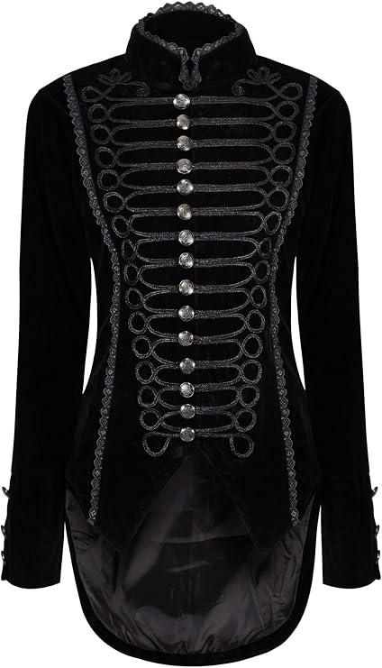 Ro Rox Women's Velvet Brocade Victorian Gothic Tailcoat Corset Back