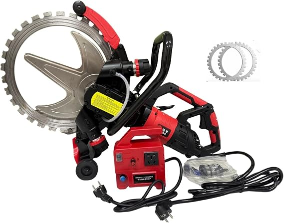 16" Ring Electric Concrete Saw, 8980W/9500W High Power Cutting Machine Wet Cutting System, Max Depth 11.4", for Brick & Concrete Slotting (220V 8980W EU plug)