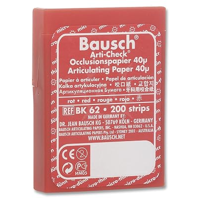Bausch Articulating Paper 40u .0016 Red pre-cut strips BK-62 200