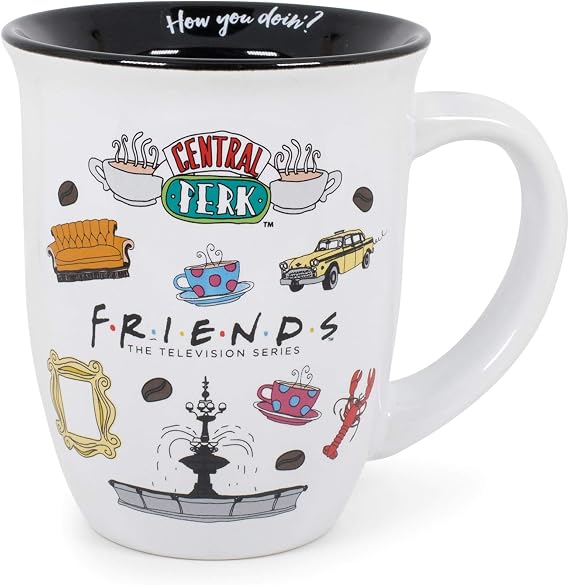 Silver Buffalo Friends Central Perk Logo Wide Rim Ceramic Mug, 16 Ounces