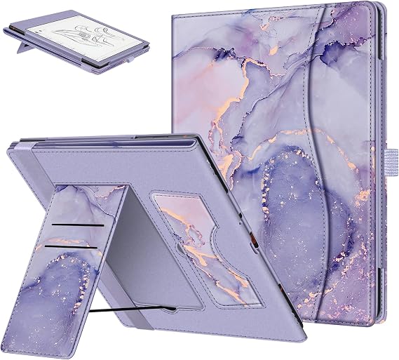 Fintie Case for 10.3" Boox Note Air4 C (2024)/ Note Air3 C/ Air3 B/W (2023) Tablet ePaper - Premium PU Leather Stand Cover Auto Sleep/Wake with Card Slot and Pen Holder, Lilac Marble
