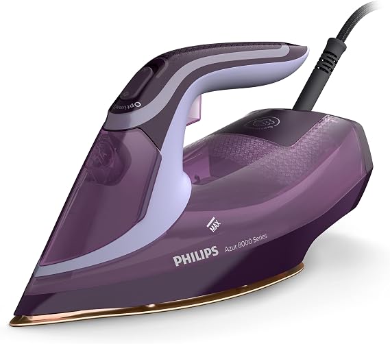 Philips 8000 Series Azur Steam Iron - 3000W, OptimalTEMP Technology, 55g/min Continuous Steam, Zero Burn Risk, 300ml Water Chamber (DST8021/30)