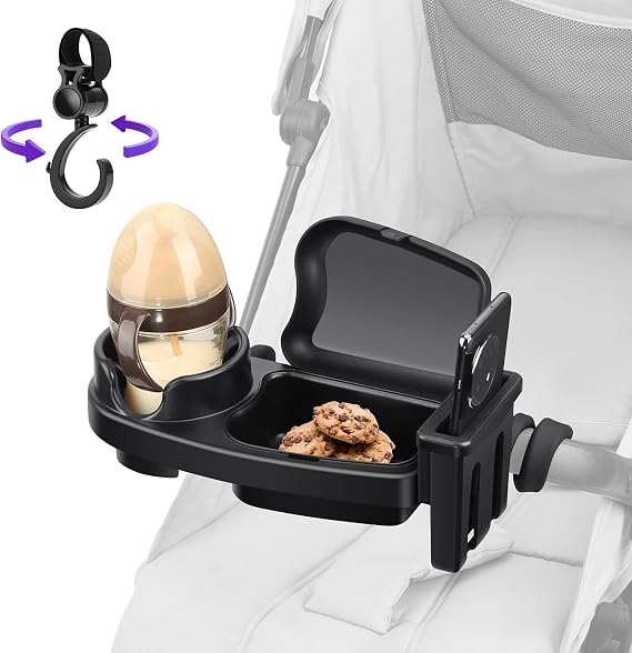 Universal Stroller Snack Tray, 3 in 1 Stroller Cup Holder