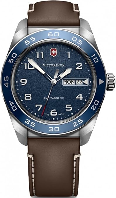Victorinox Swiss Army Watch Men's Quartz Analogue Waterproof Stainless Steel Case Stainless Steel Bracelet Leather Strap Replacement Brand Gift