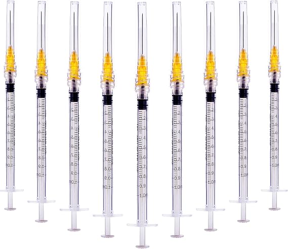 20 Pack 1ml with 25 Gauge 1 Inch Luer Lock Tool, Individually Wrapped(20 Pack)