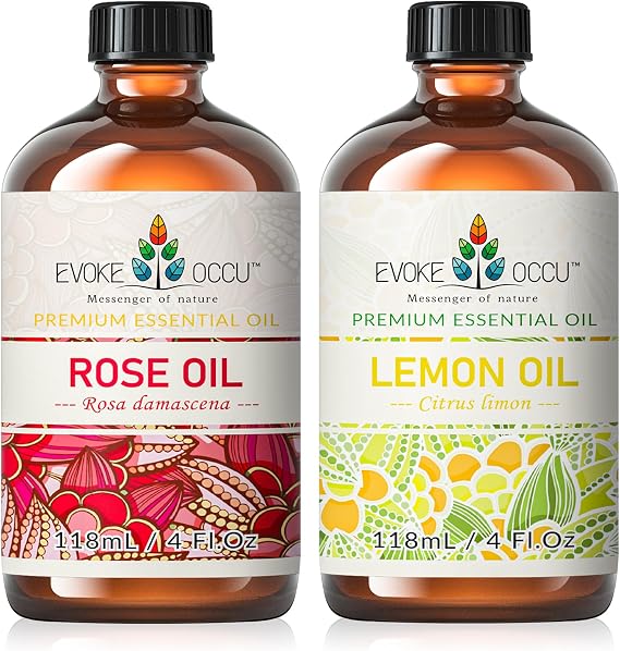 EVOKE OCCU Rose Essential Oil and Lemon Essential Oil - 4 Fl Oz