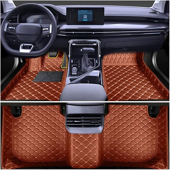 Leather Car Floor Mats for EX/EX25 2007-2013 Front & Rear Full Coverage Liner/Set (Brown)