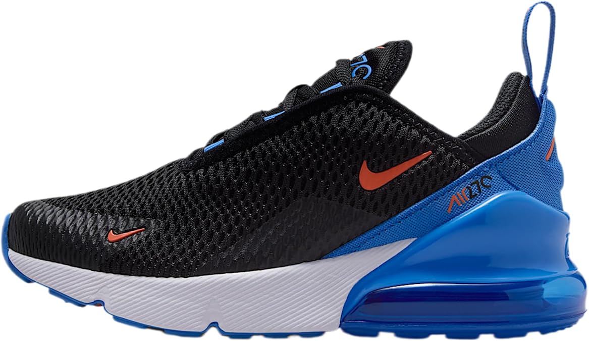 Nike Air Max 270 Little Kids' Shoes (Black/Blue Crystal/White/Turf Orange)