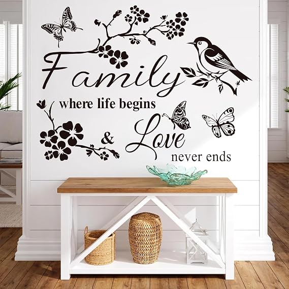 Wall Decor Sticker Family Letter Vinyl Wall Art Decal Removable Wall Stickers Quotes Family is Everything Decals Art Mural Home Decor for Living Room Dining Room Kitchen.(Black)