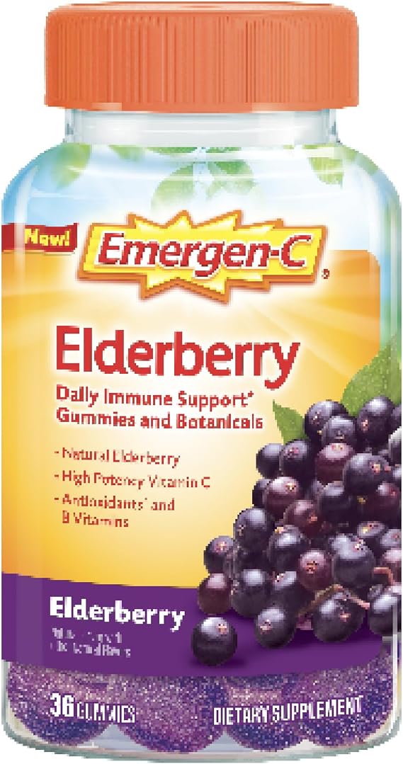 Emergen-C Elderberry Vitamin C Gummies, Immune Support, Berry, 36 Gummies