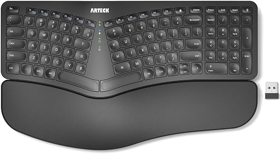 Arteck Split Ergonomic Keyboard with Palm Rest, 2.4G USB Wireless Keyboard