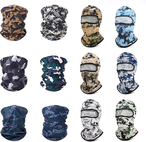 6 Pack Neck Gaiter Face Mask and 6 Pack Balaclava Ski Face Mask