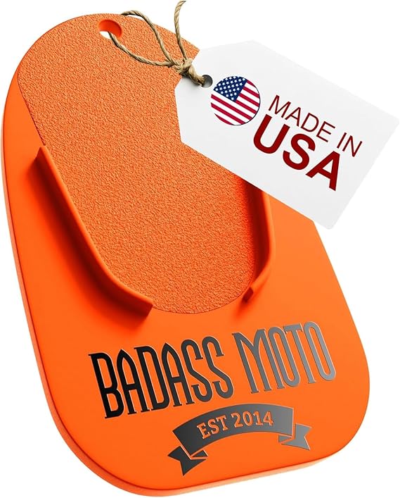 Badass Moto Motorcycle Kickstand Pad Plate, USA Made Kick Stand Puck Orange