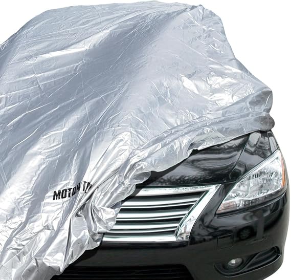 Motor Trend Universal Fit Car Cover for Cars SUVs Trucks Vans, Water-Resistant All-Weather Scratch Resistant Reflective Full Coverage Protect Against Rain Snow Hail Sun UV Protection Dust - Small
