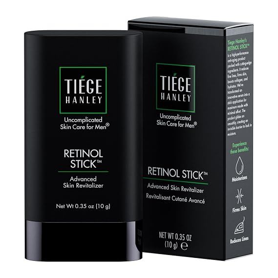 Tiege Hanley Retinol Stick for Men, Anti-Aging Face & Eye Stick With Hyaluronic Acid & Niacinamide, Helps Reduce Appearance of Fine Lines, Wrinkles & Dark Circles, Mens Skin Care, 0.35 Oz