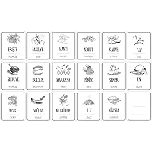 Digithome 18 Adet Dikdörtgen Bakliyat ve Çay Şeker Kavanoz Etiketi Sticker Seti 6x5 Cm