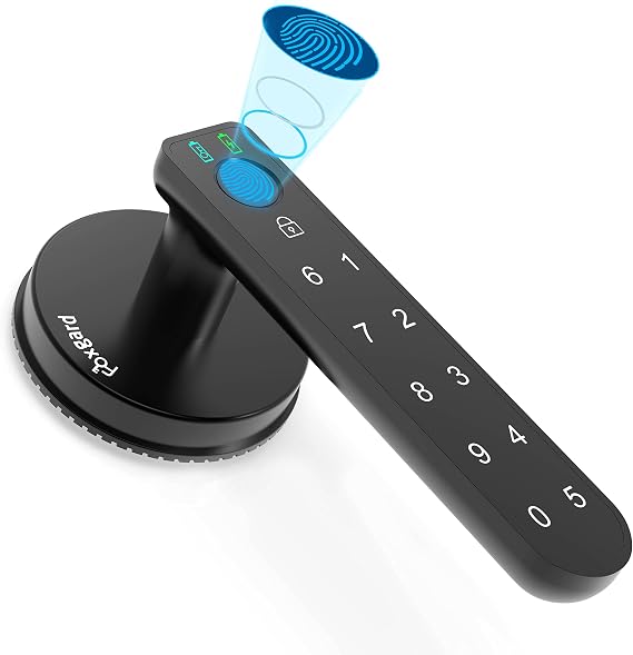 Foxgard Smart Fingerprint Door Lock, Biometric Door Lock, Electronic Door Knob with Keypad,Smart Door Knob with 100 Fingerprints, 50 Codes for Home,Bedroom, Office(Round) | 100 fingerprints & 50 codes; 360 sensor with 0.2s recognition, anti-peep keypad, auto-lock for home, bedroom & office,Round
