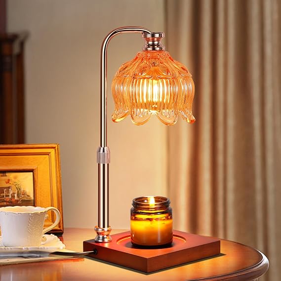 Candle Warmer Lamp with Timer &Dimmer, Adjustable Height Candle Wax Warmer Warming Lamp with 2x50W Bulbs for Scented Candles for Housewarming Bedroom Home Decor Mom Women