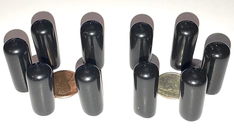 3/16" to 1/4" Round Black Vinyl Flexible End Cap Bolt Screw Rubber Thread Protector Safety Cover | for 0.187 Inch Pipe Post Tubing Rod OD Cover - 1" Inside Height. (10)