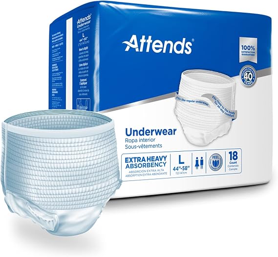 Attends Disposable Underwear Pull On with Tear Away Seams Large, APV30, Moderate, 72 Ct