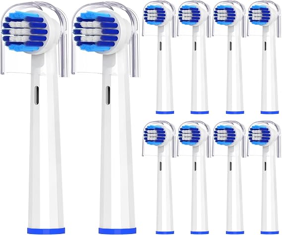Bitvae R2 için Yedek Diş Fırçası Başlıkları - Oral B Braun Pro 500/1000/1500/3000/5000/7000/7500/8000 Serisi, Beyaz, 10'lu Paket ile Uyumlu Döner Elektrikli Fırça Başlıkları