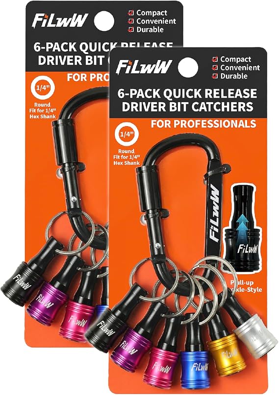 Bit Holder Keychain,12Pcs 1/4 Quick Release Driver Bit Catchers Tool Gifts for Men,Quick-Change Extension Bar Keychain Drill Screw Adapter Portable for Organizer