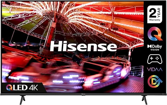 Hisense 65E7HQTUK QLED Gaming Series 65-inch 4K UHD Dolby Vision HDR Smart TV with YouTube, Netflix,Disney + Freeview Play and Alexa Built-in, Bluetooth and WiFi, TUV Certificated (2022 NEW) [Energy Class G]
