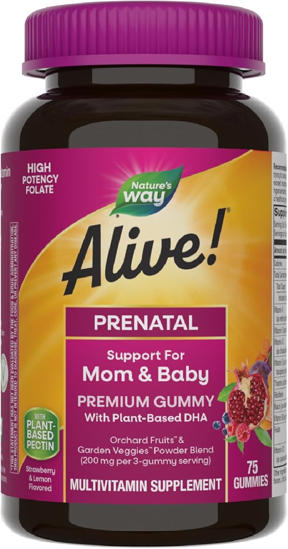 Nature's Way Alive! Prenatal Gummy Multivitamin, Folate & DHA, 75 ct