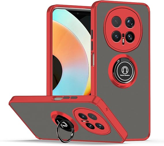 Compatible with Samsung Z Flip 8 Case with Magnetic Ring Stand, for Samsung Galaxy Z Flip 8 Phone Case Translucent Matte Shockproof Protective Cover (Red)