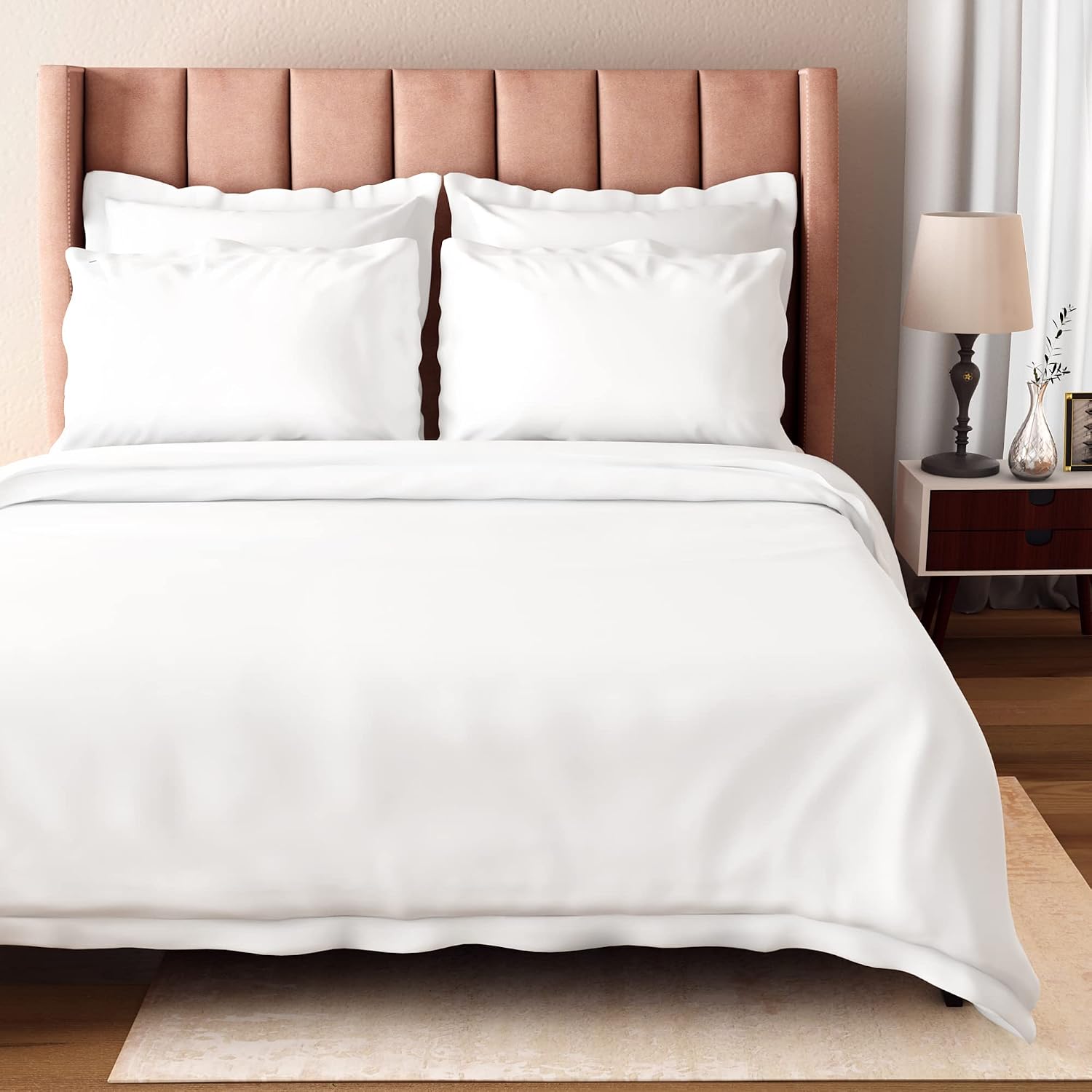 BIOWEAVES 100% Organic Cotton King Duvet Cover Set, 3-Piece, 300 Thread Count Sateen Weave GOTS Certified Comforter Cover with Buttoned Closure and 2 Pillow Shams – White, 104x90 inches