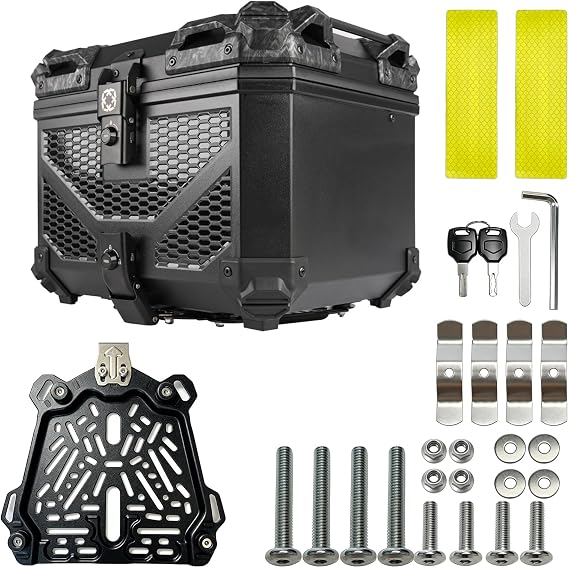 SWEER 45L Universal Motorcycle Top Case Waterproof Cellular Grid Lightweight Storage Case Large Capacity Rear Luggage Tool Tail Box