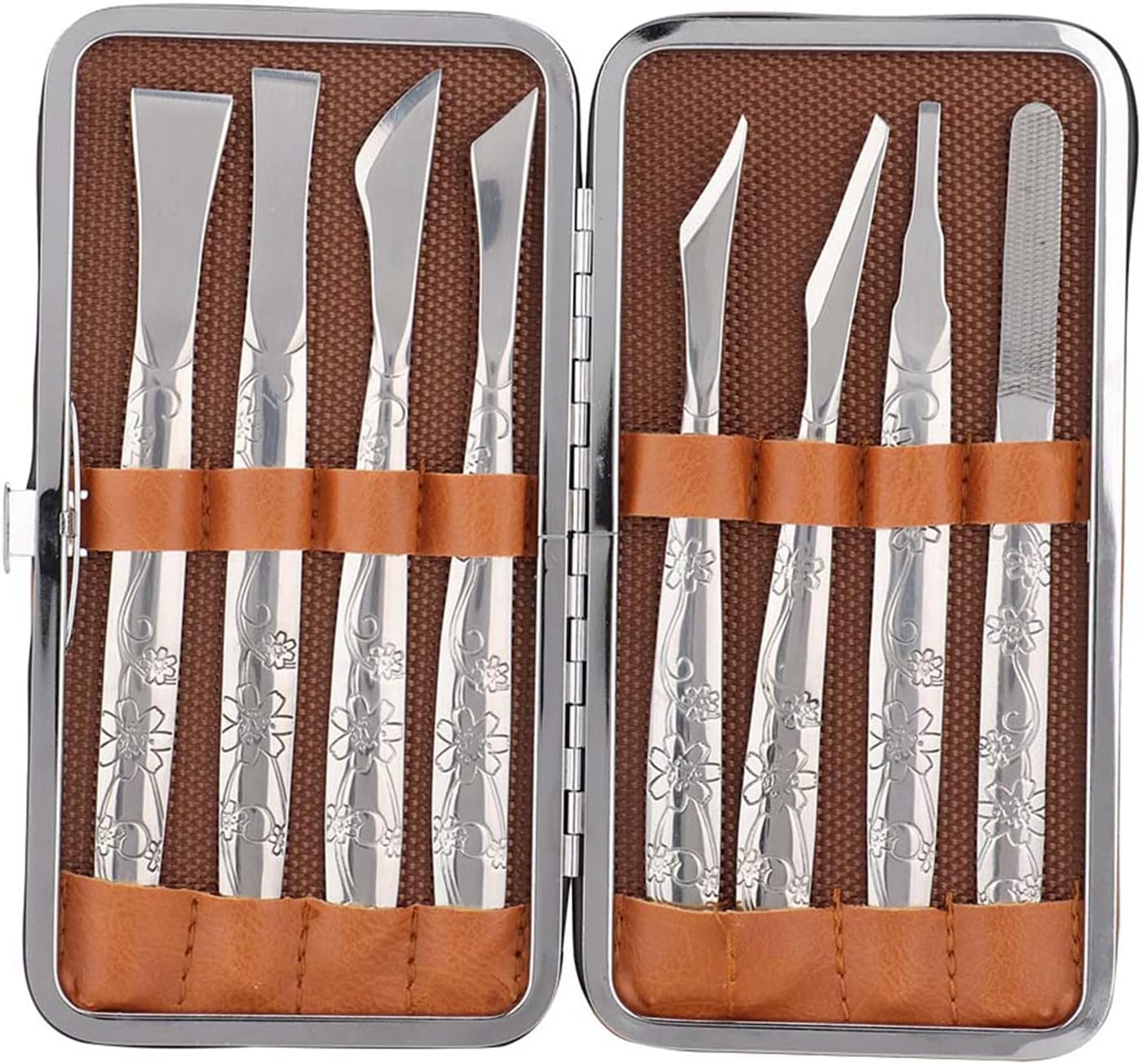 8Pcs Ingrown Toenail Removal Kit, Stainless Steel Pedicure Kit, Pedicure Knife Dead Skin Removal, Ingrown Toenail Treatment Tool Set with A PU Leather Box