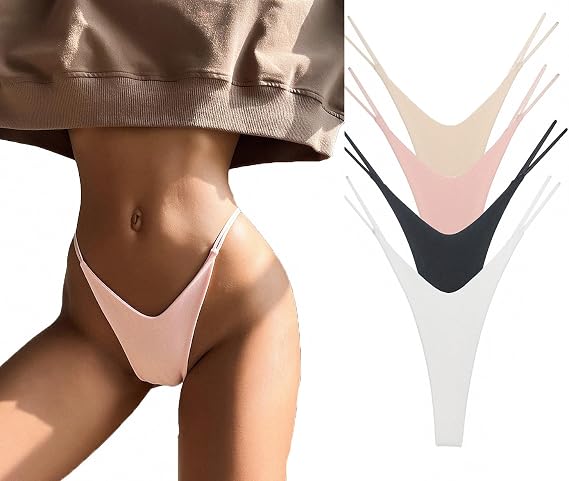 Cotton G String Thongs For Women Sexy Seamless Low Waist Panties High Slit Soft Underwear