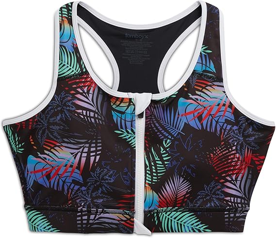 TomboyX Zip-Up Swim Top, Racerback Bathing Suit Compression Sport Swimming Bra UPF 50 Sun Protection, Size Inclusive (XS-6X)