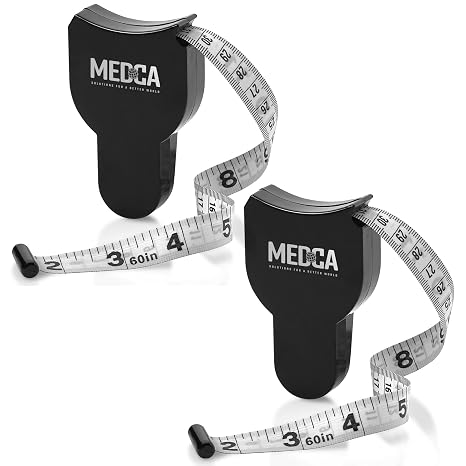 Body Tape Measure - (2 Pack) Measuring Tapes for Body and Fat Weight Monitors, (Inches & Cm) Retractable Ruler for Accurate Fat Calculator Helps Calculate Athletic Fitness Measurements, Black