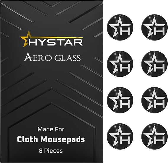 Hystar Aero Glass | 8 Dot Mouse Skates for Cloth Mousepads | Rounded and Polished