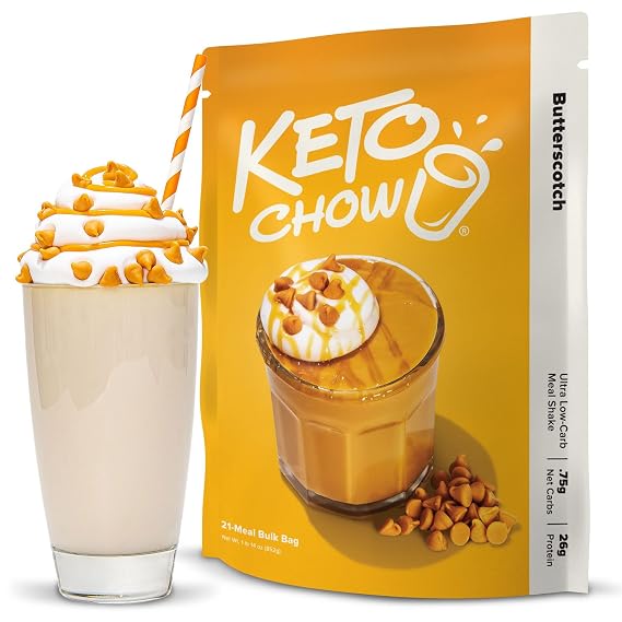 Keto Chow Butterscotch Meal Replacement Shake Powder, 21 Meals