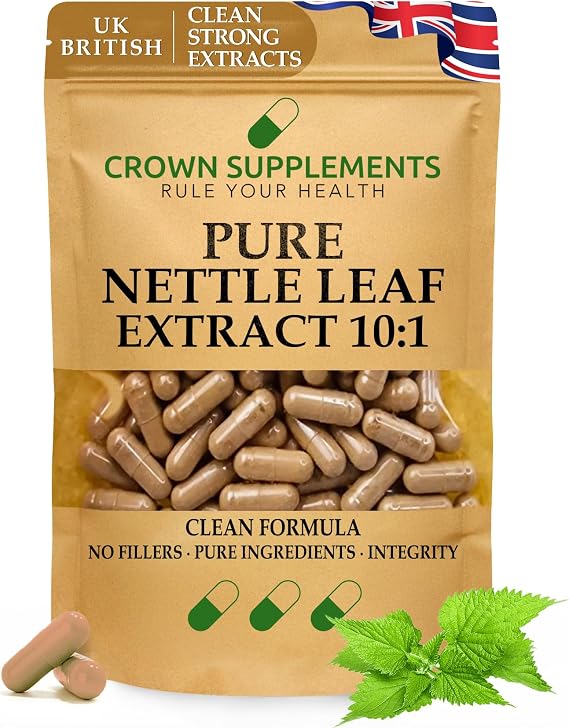 Pure Stinging Nettle Leaf Capsules Extract 10:1 | Clean Formula | Crown Supplements UK (90 Capsules)