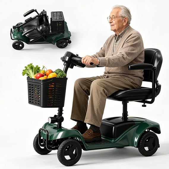 4 Wheel Folding Mobility Scooter, for Seniors&Adults,Easy to Operate