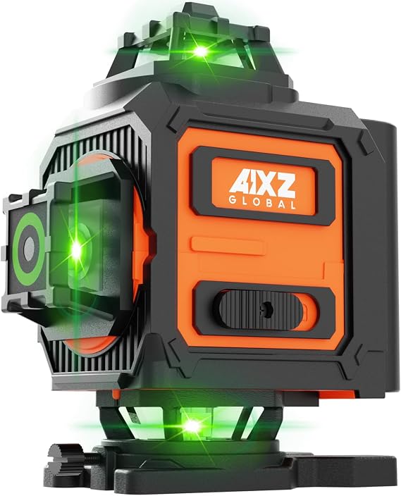 AIXZ Laser Level with Tripod, 360 Self Leveling 4D Laser Level, 16 Green Lines Laser Leveler Tool with 2Pcs Lithium Batteries for Picture Hanging, Tile, Home Renovation, Indoor, Outdoor