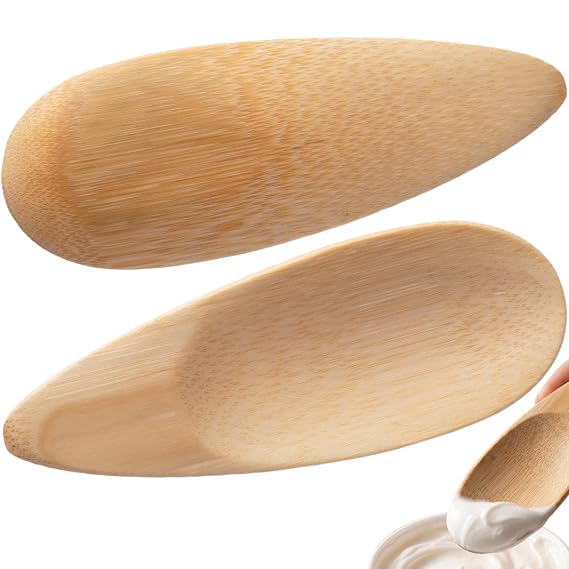 2 Pcs Bamboo Deodorant Cream Applicators, Multi-functional Deodorant Applicators, Beauty Spa Mini Spoon Portable Makeup Spatula Set for Facial Mud, Cosmetic Mask, Facial Clay