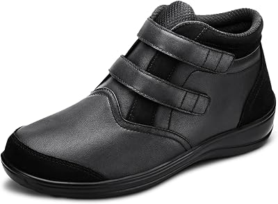 Orthofeet Womens Orthopedic Black Leather Tivoli Adjustable Boots, Size 9