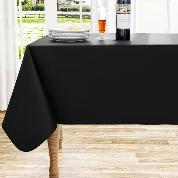 homing Rectangle Black Vinyl Waterproof Tablecloth with Flannel Backed