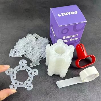80 Balloon Clips and 100 Dots Glue Points and a Tie, Connector, for wedding, parties, etc. Arch tool